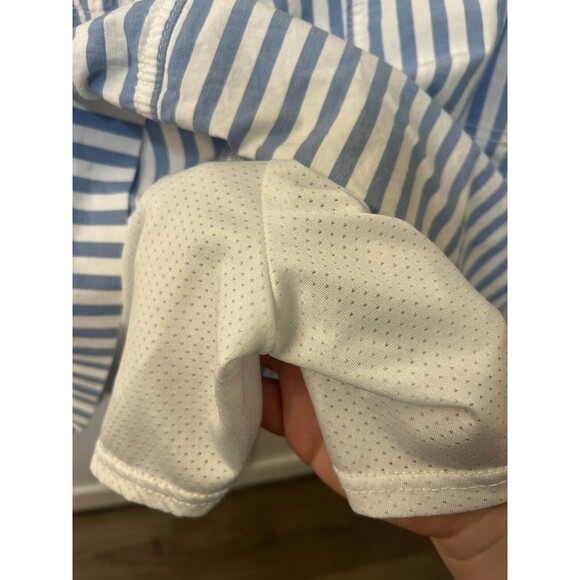 Lee Women's Mid Rise Skort Prep Blue White Stripe 22 Medium Button Stretch Comfy - Picture 8 of 9